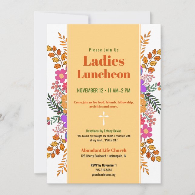 Höstens blomsterkvinnor kyrklunch inbjudningar (Framsida)