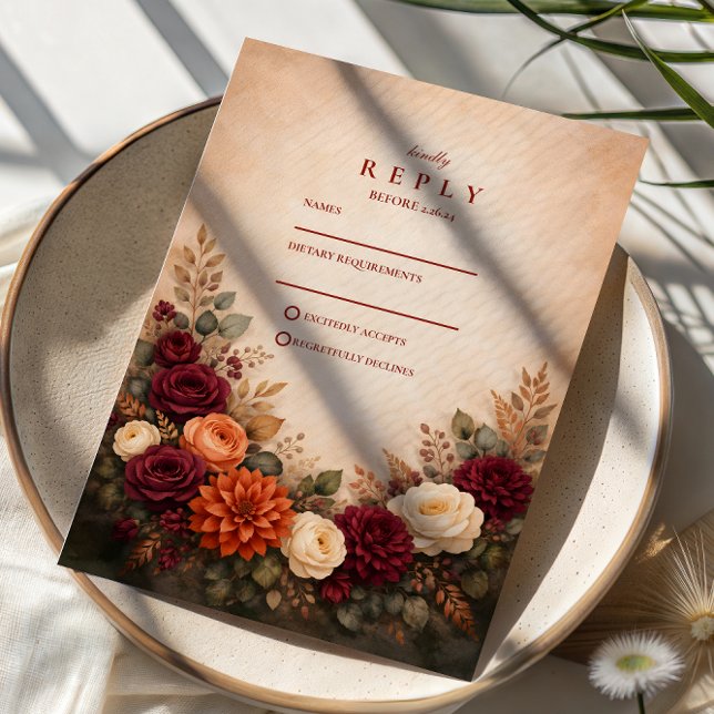 Höstens blomsterromantiska bröllop OSA kort (Skapare uppladdad)