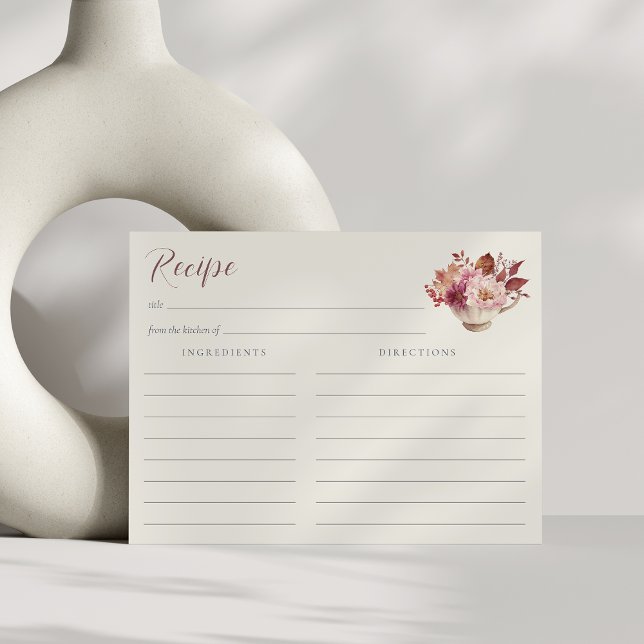 Höstens blomsterte-kopp Bröllopsfest Receptkort Vykort (Skapare uppladdad)