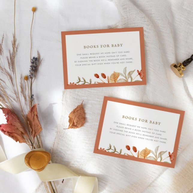 Höstens botaniska nyckfullhet Höst Baby Shower Tilläggskort (An adorable fall-themed books for baby enclosure card!)