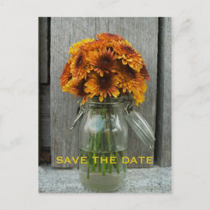 Höstens bröllop Save The Date - Ladansträ & Blommo Meddelande Vykort