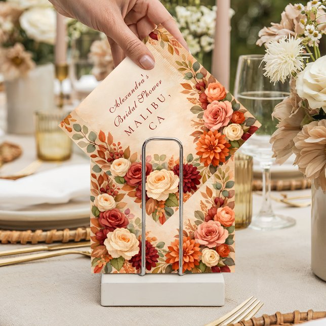 Höstens bröllopsfest med blommor pappersservett (Skapare uppladdad)