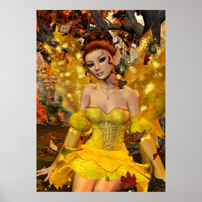 Höstens Dance Fae Fantasy Art Poster (Framsidan)