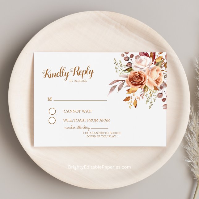 Höstens elegans Terracotta Dahlia Akvarell RSVP Tilläggskort (Experience the warmth of autumn with our Terracotta Dahlia Watercolor RSVP Enclosure Card.)