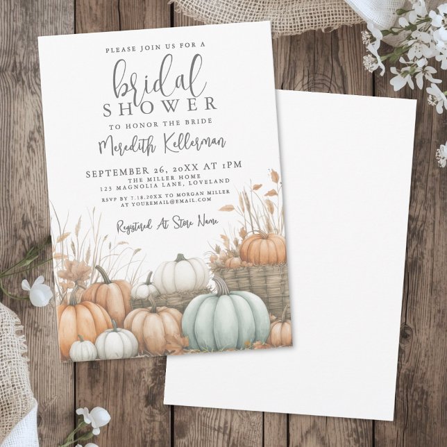 Höstens Eleganta Pumpa Bröllopsdusch Inbjudningar (Fall Elegant Pumpkin Bridal Shower Invitation)