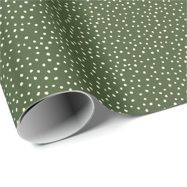 Höstens färger Prickig grön Presentpapper (Rullad Hörn)