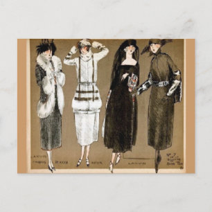 Höstens Haute Couture 1920-tals illustration Vykort