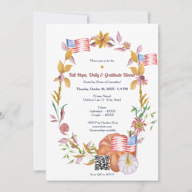Höstens hopp, enighet och tacksamhetsmiddag välgör inbjudningar (Framsida)