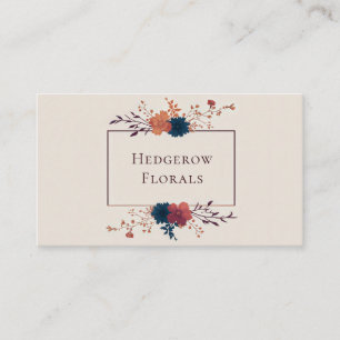 Höstens juveltonade blommor och kopparram Elegant Visitkort