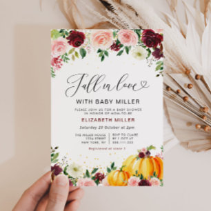 höstens kärleks baby shower-inbjudan med blomster inbjudningar
