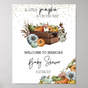 Höstens lilla pumpa akvarell baby shower poster