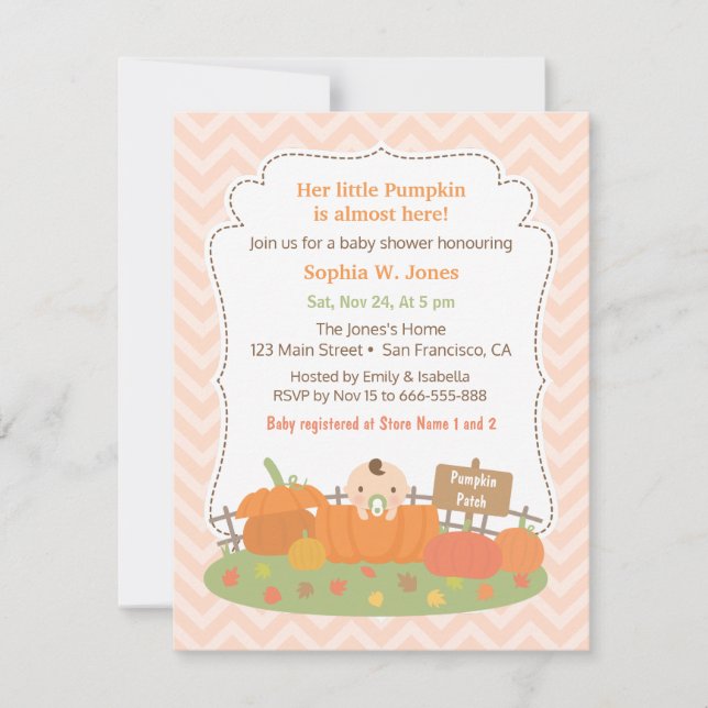 Höstens lilla pumpa baby shower-inbjudningar inbjudningar (Framsida)