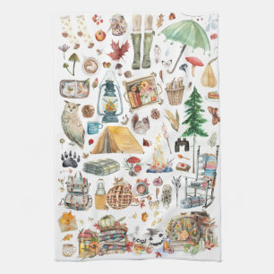 Höstens Överflöd   Rustika Illustratörer i Vattenf Kökshandduk