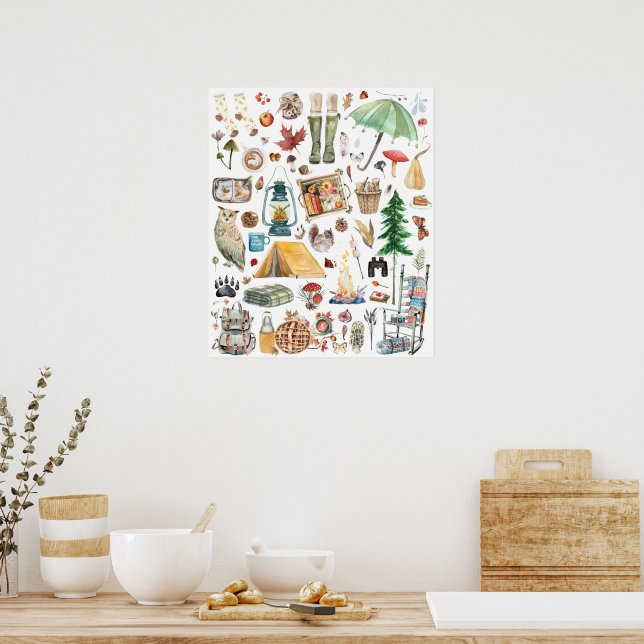 Höstens Överflöd | Rustika Illustratörer i Vattenf Poster (Kök)