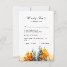 Höstens skog, höstskogsbröllop, tallar, svarskort OSA kort