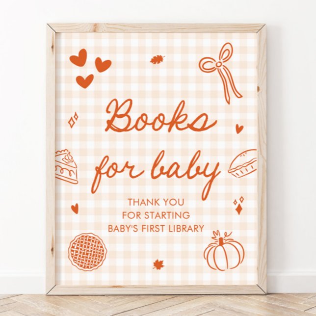 Höstens söta lilla bebishower-böcker för bebyspel poster (Fall Cutie Pie Baby Shower Books for Baby Game Sign)