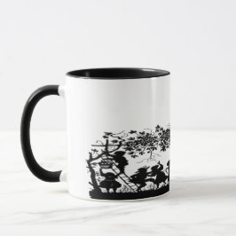 Höstens utomhusglädje Silhuett illustration Mugg