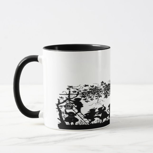 Höstens utomhusglädje Silhuett illustration Mugg (Vänster)