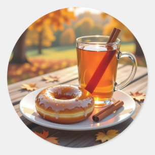 Höstens välsignelser Cider och munk Runt Klistermärke