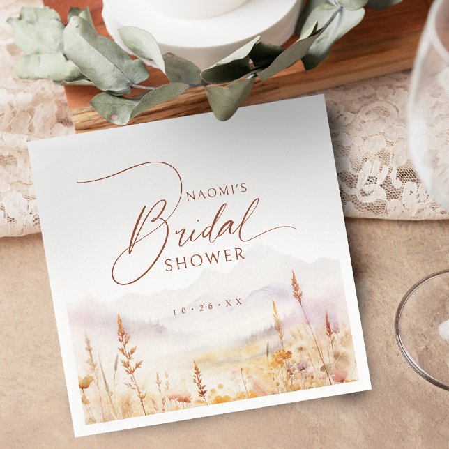 Höstens vilda blomma Bergs Rustika bröllopsdusch  Pappersservett (Fall Wildflower Mountain Rustic Bridal Shower Napkins)