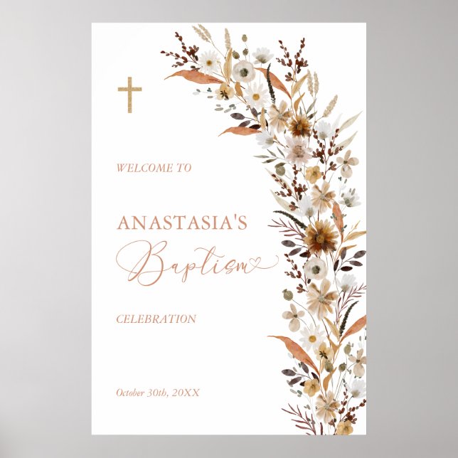 Höstens vilda blomma dop välkomstaffisch poster (Framsidan)