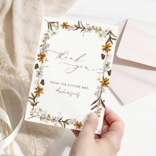 Höstens vilda blomma Elegant bröllopsdusch Tack Kort