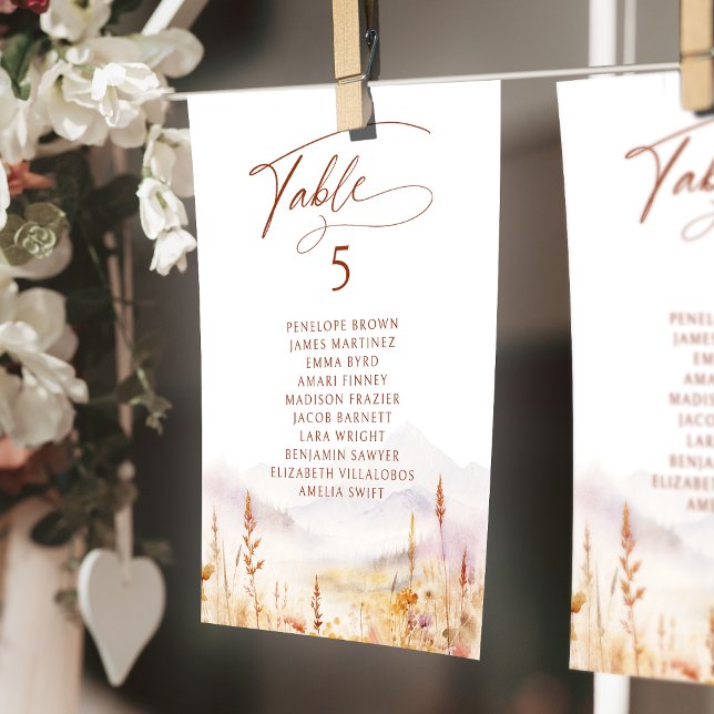 Höstens vilda blommor bord nummer sittplatskarta inbjudningar (Fall Wildflower table number seating chart)