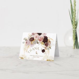 Höstens vilda blommor Guld Blommig Bröllopsdusch Tack Kort