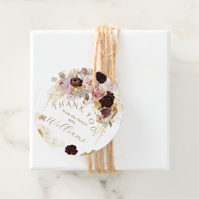 Höstens vilda blommor Guld Blommig Bröllopsfest Gåvor Etiketter (På plats)