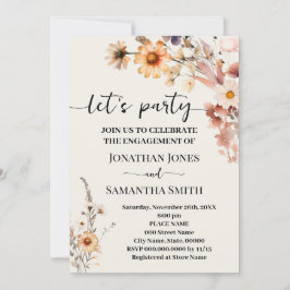 Höstens vilda blommor Låt oss festa Boho Förlovnin Inbjudningar