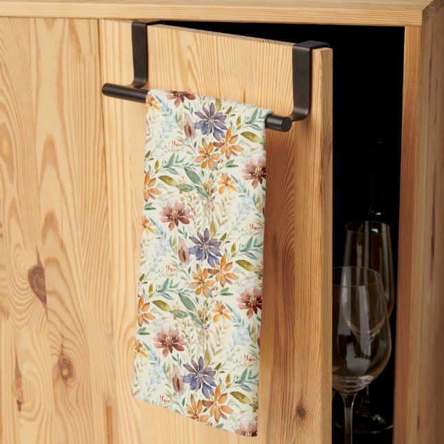 Höstens vilda blommor mönster kökshandduk (Thirds Fold)