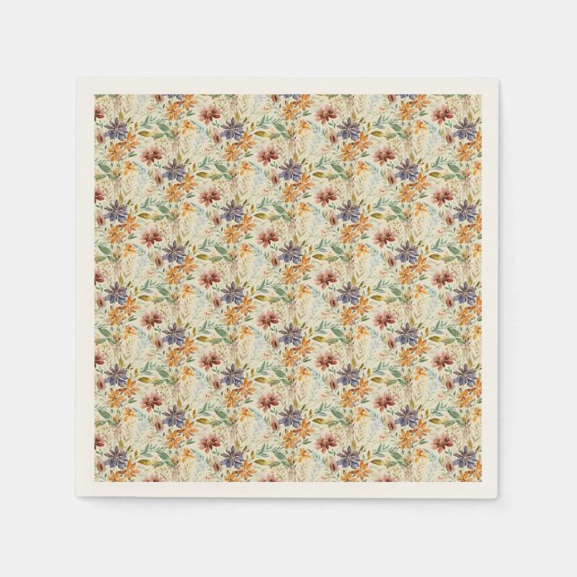 Höstens vilda blommor mönster pappersservett (Framsidan)