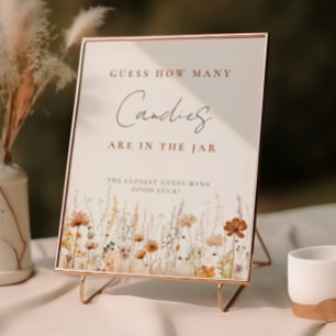 Höstens vilda blomsterfält Baby Shower Gissningsle Poster