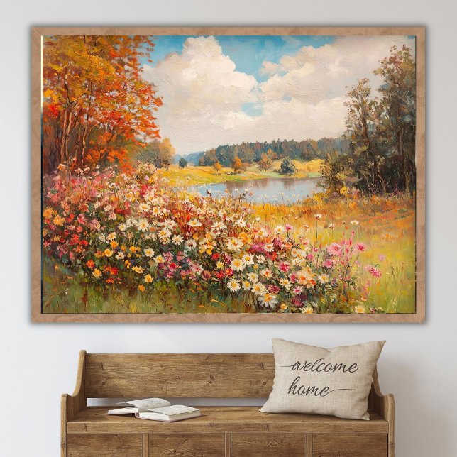 Höstens vildblomsfältslandskapsmålning, Vintag Poster (Skapare uppladdad)