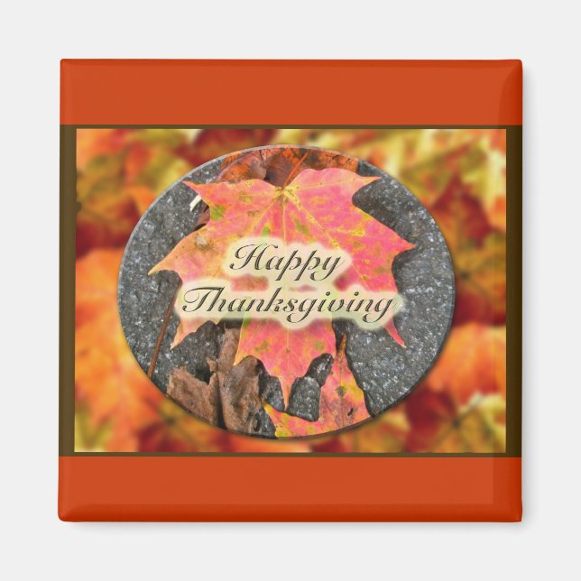Höstexemplaret happy thanksgiving i Löv-serien Magnet (Framsidan)