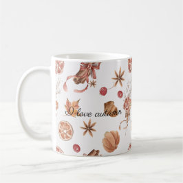 Höstfågelblommor och Löv Vattenfärg Kaffemugg