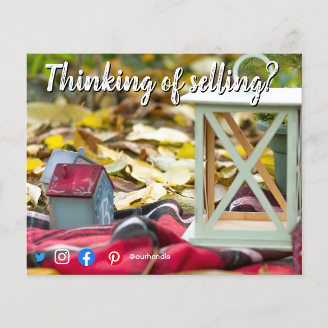 Höstfall i gods som säljer brevbärare flygblad (Framsidan)