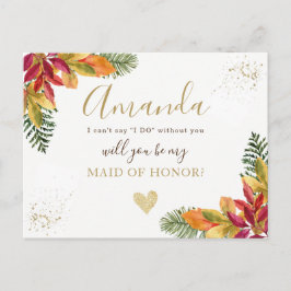 Höstfall Maid of honor eller BRIDESMAID frieri Inbjudan Vykort