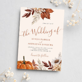 Höstfall QR-kod boho botanical bröllop Inbjudningar
