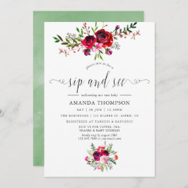 Höstfälla Blommigt Sip och se Inbjudningar