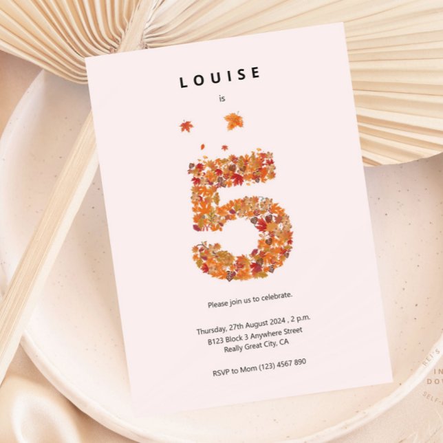 Höstfallande Blommigt Garden 5:e födelsedagsefterm Inbjudningar (Skapare uppladdad)