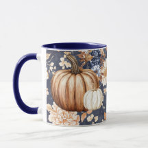 Höstfallande Blommigt Pumpkin Mugg