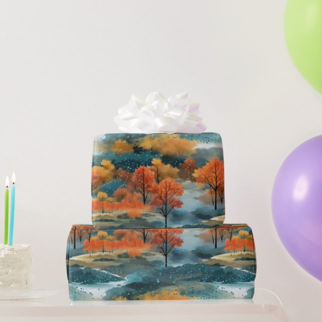 Höstfallande färgämne Träd nr 4 Presentpapper (Festgåvor)