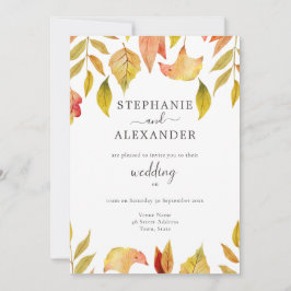 Höstfallande Löv Bröllop QR-kod Inbjudningar