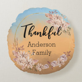 Höstfällig Blommigt - en tacksam familj Rund Kudde