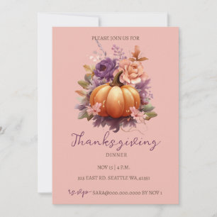 Höstfällning, Blommigt, Thanksgiving Dinner Inbjudningar