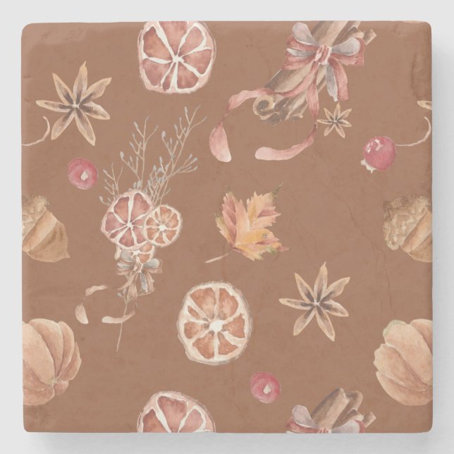 Höstfällning för vattenfärg, Thanksgiving Stenunderlägg (Framsidan)