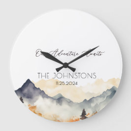 Höstfällning Neutralt Vattenfärgsberg par Stor Klocka