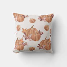 Höstfällning Pumpkin Blommigt Vattenfärg Kudde