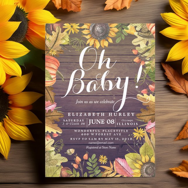 Höstfallskärm Löv Pumpkin Baby Shower-kort Inbjudningar (Skapare uppladdad)